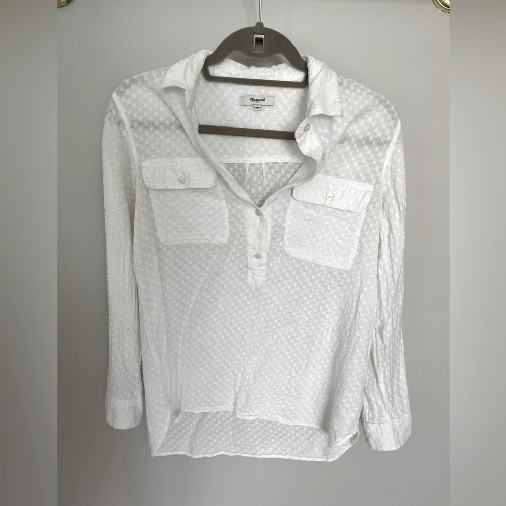 S white textured Madewell blouse